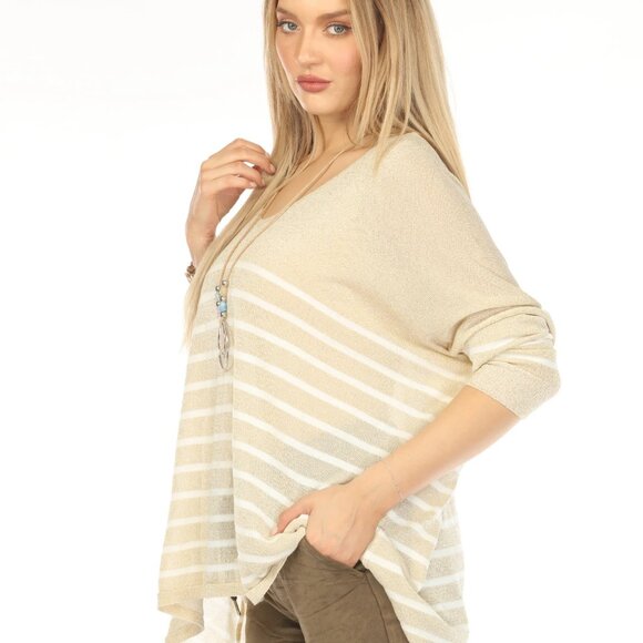 Gold horizontal strips Shiny Top - Picture 6 of 11